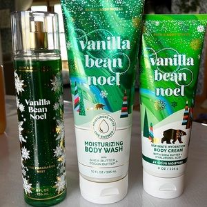 Bath and Bodyworks, vanilla bean, Noel, fragrance mist, body wash, body cream